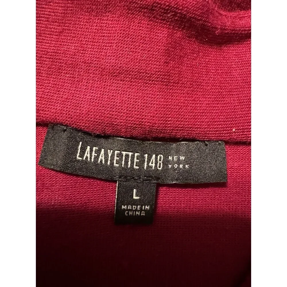 Lafayette 148 NY Burgundy Wine Stretch Wool Knit Top Long Sleeve Large